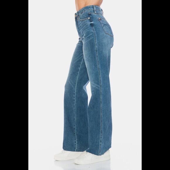 Judy Blue Full Size Tummy Control Cut Raw Hem Straight Jeans - Picture 12 of 12